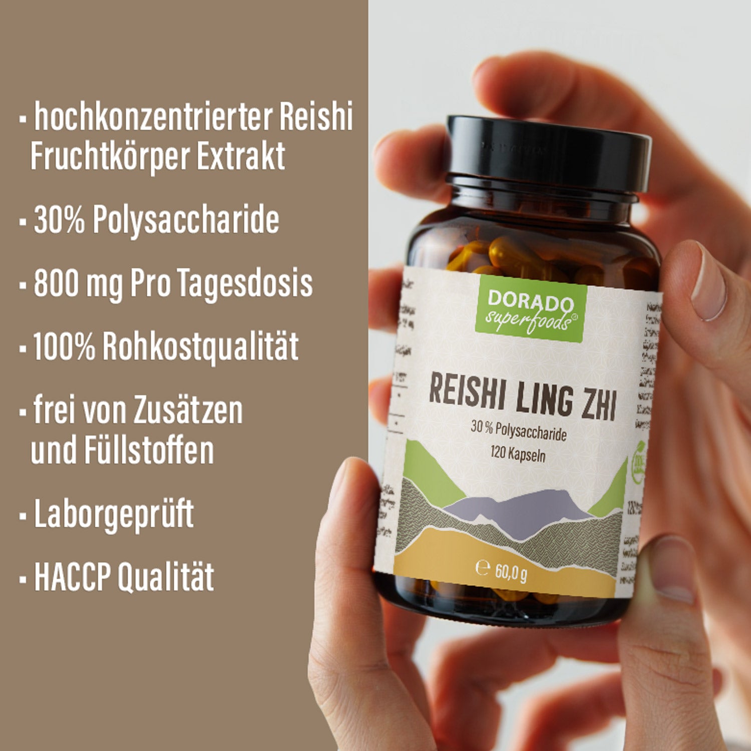 Reishi Extrakt Kapseln 30% Polysaccharide - 120 Stück, hochdosiert