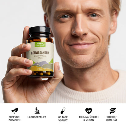 Ashwagandha Extrakt Kapseln | 10% Withanolide | 1000mg Tagesportion | 120 vegane Kapseln