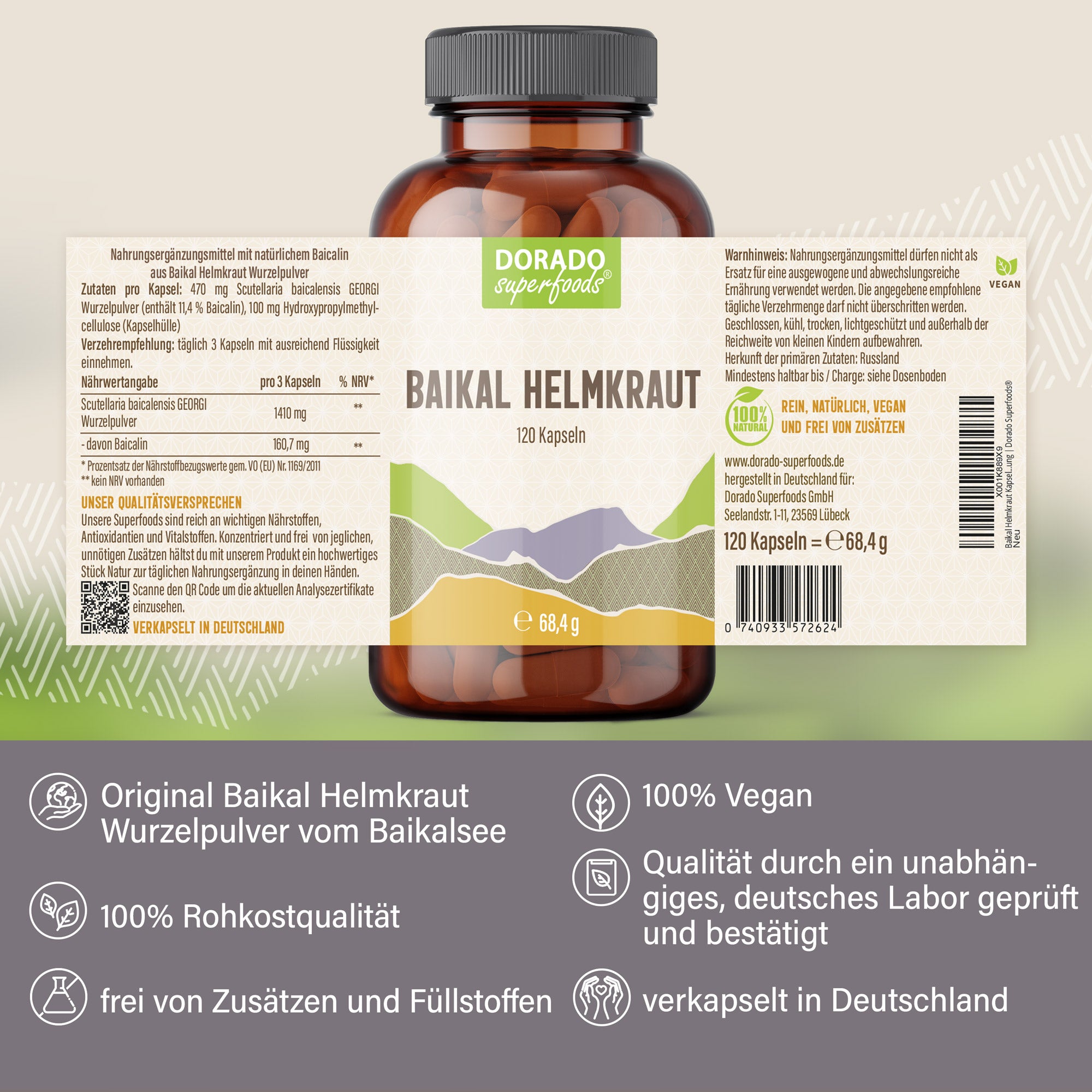 Baikal Helmkraut Kapseln – 120 Stück, 1410 mg Tagesportion