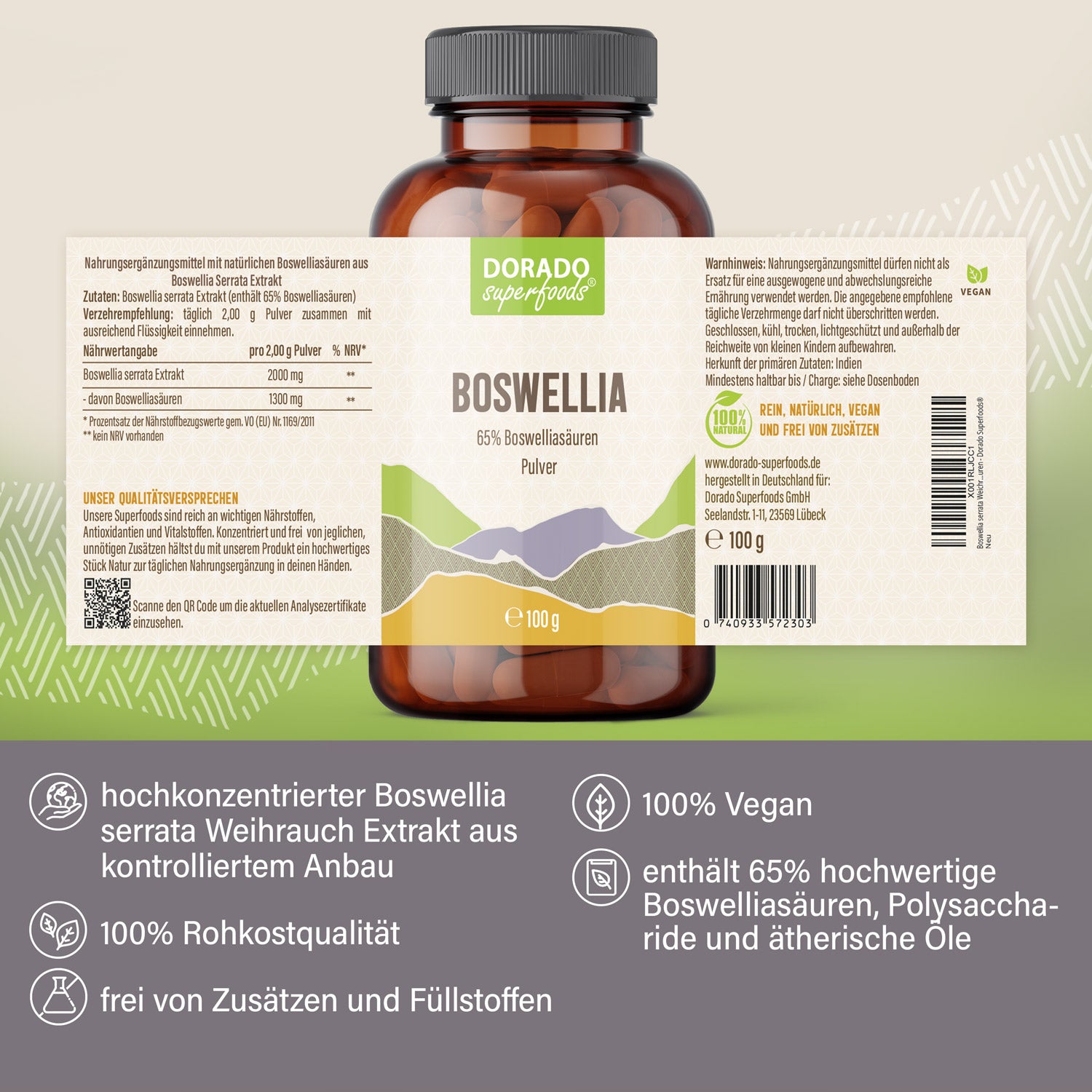 Weihrauch Pulver aus Extrakt 65% - 100 g, Boswellia serrata