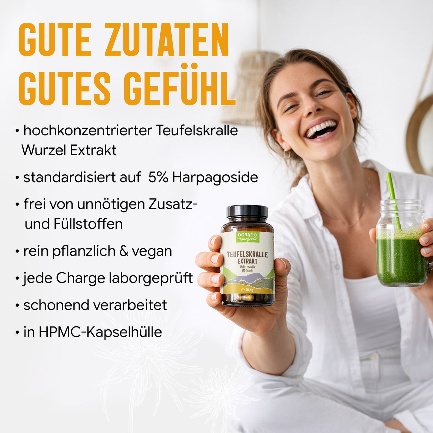 Teufelskralle Extrakt Kapseln - 490 mg | 5% Harpagoside - 4 Monatsvorrat