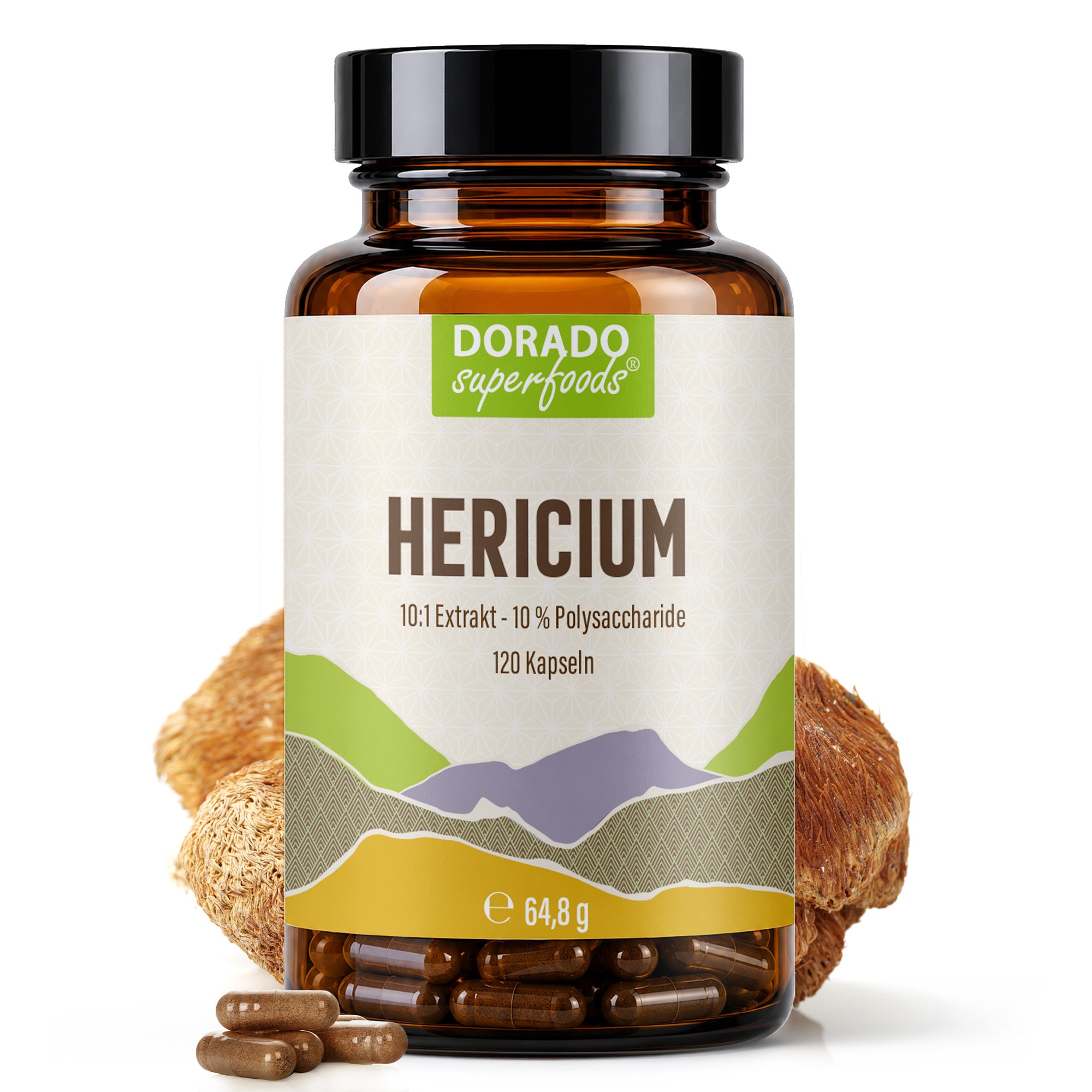 Hericium Extrakt Kapseln hochdosiert | 440mg | 10:1 Extrakt | Igelstachelbart | 120 vegane Kapseln
