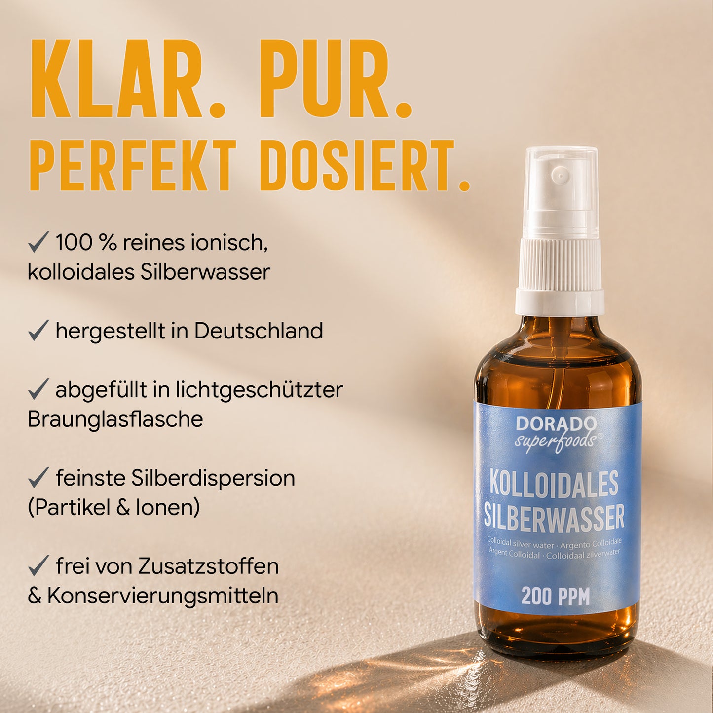 kolloidales Silber Silberwasser 200 PPM Spray - 100 ml