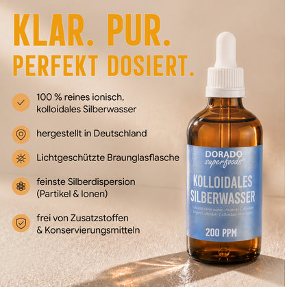 kolloidales Silber Silberwasser 200 PPM - 100 ml mit Pipette