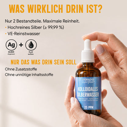 kolloidales Silber Silberwasser 25 PPM mit Pipette - 100 ml