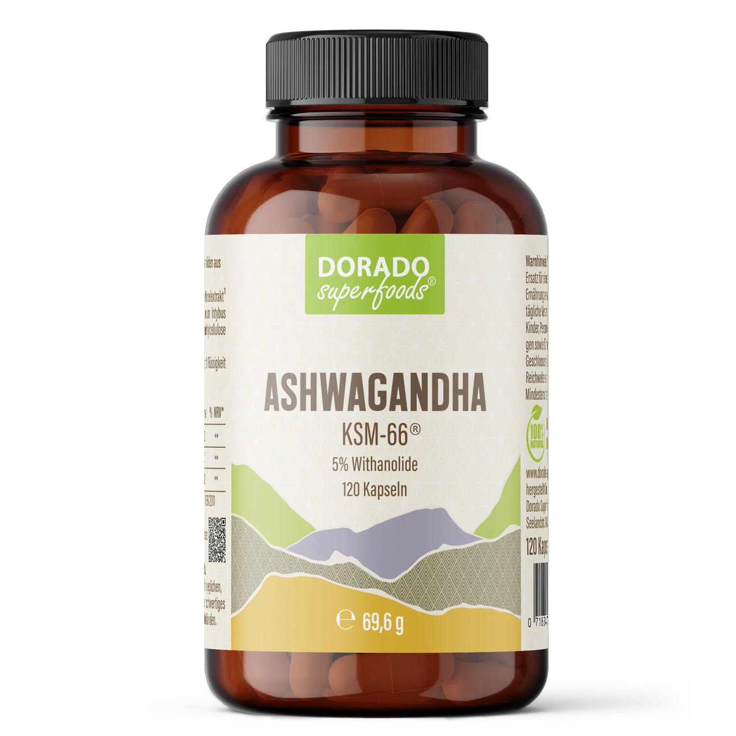 Ashwagandha KSM-66 Kapseln hochdosiert | 300mg | 5% Withanolide | 120 vegane Kapseln