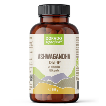 Ashwagandha KSM-66 Kapseln hochdosiert | 300mg | 5% Withanolide | 120 vegane Kapseln