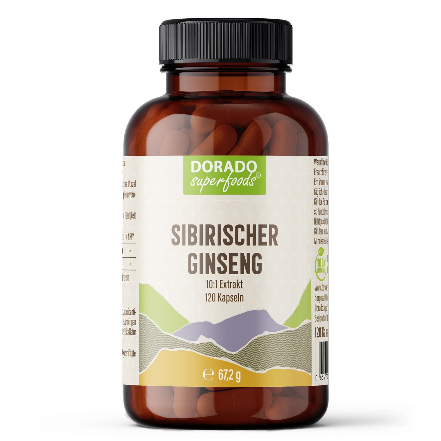 Sibirischer Ginseng Kapseln – 460 mg Eleutherococcus senticosus Wurzelextrakt | 120 Stück – 4 Monatsvorrat